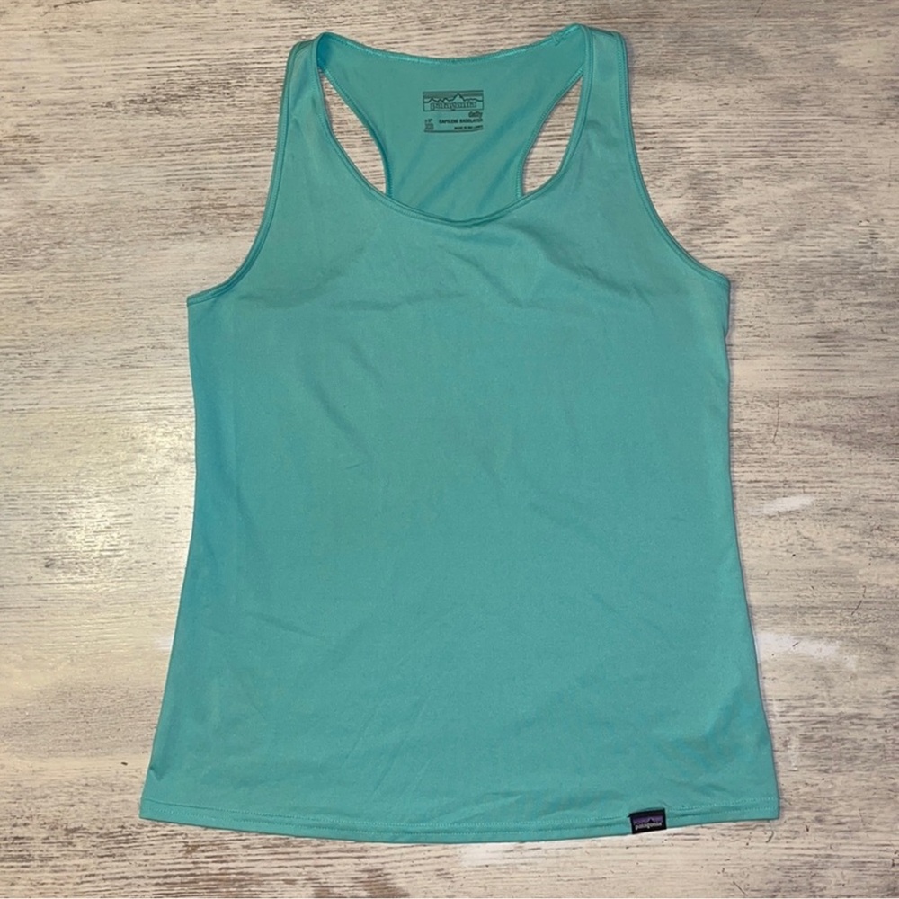 Patagonia Teal Turquoise Blue Green Capilene Lightweight Racerback Tank Top